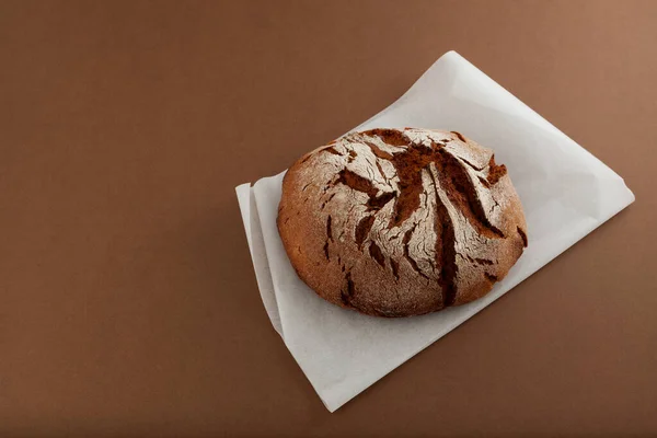 Pain Croustillant Maison Frais Sur Fond Brun Pain Français Levain — Photo