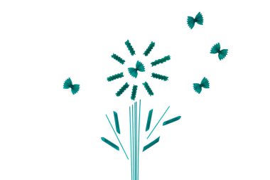 Sarmaşık ya da klorellalı yeşil makarna ürünleri. Farklı makarna (farfalle, penne, fusilli, spagetti) ve doğal besin boyaları organik kökenlidir..