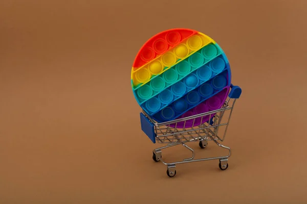 Modny Pop Fidget Zabawki Wózku Spożywczym Nowy Popularny Kolorowy Anty — Zdjęcie stockowe
