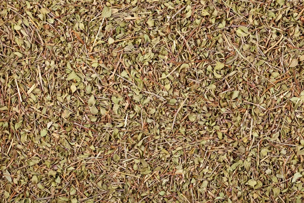Sušené Listí Tymiánu Detailní Záběr Horní Pohled Bylinný Zelený Léčivý — Stock fotografie