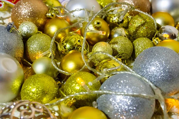 Fundo Natal Com Bolhas Luzes Natal Coloridas Decorações Natal — Fotografia de Stock