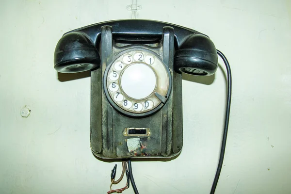 Stary Telefon Stary Czarny Telefon — Zdjęcie stockowe