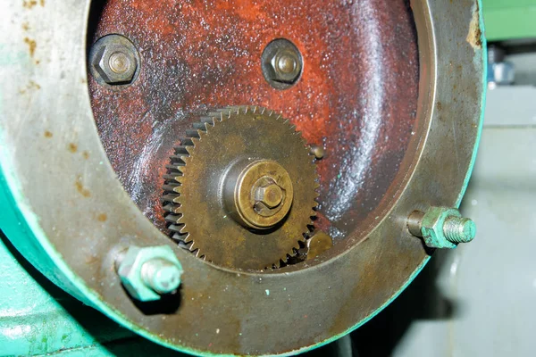 close up of an gear, close up of an engine