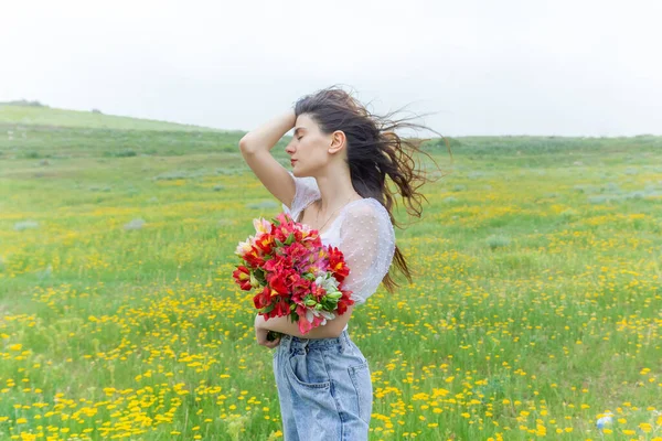 portrait of a woman with flower, portrait of a pretty woman in the garden