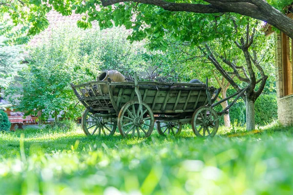 Old Wooden Wagon Garden Stock Image