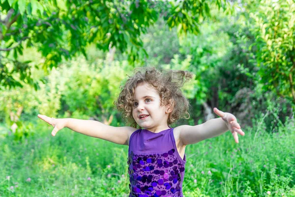 Niño Hierba Niña Pterry Jardín Niño Parque Niño Pequeño Jugando —  Fotos de Stock