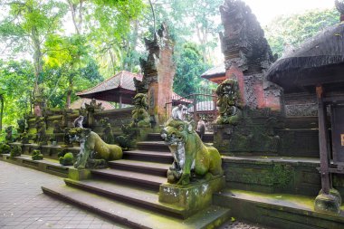 Kutsal Maymun Ormanı 'nda Stutue, Ubud, Bali, Endonezya