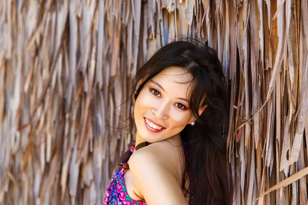 Detail portrét krásné asijské dívka před hu — Stock fotografie
