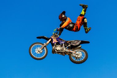 August 6 2016. Ryazan, Russia. A professional rider at the FMX ( clipart