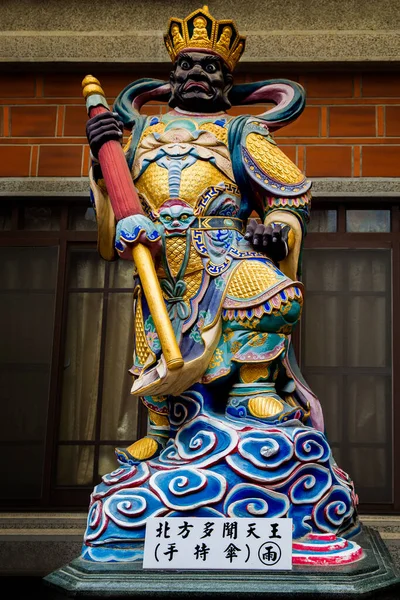 2019年10月12日 台湾台南 台湾一座寺庙中一个可怕的古代神像的雕塑 — 图库照片