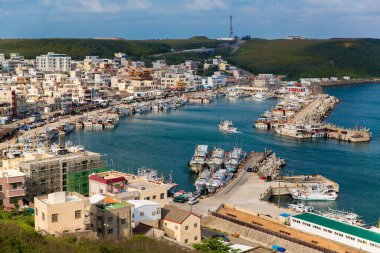 Penghu Adası (Pescadores) Tayvan 14 Ekim 2019 Resimli liman manzarası