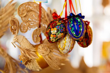 Moskova 'daki panayırda paskalya yumurtası. Mutlu Paskalyalar.