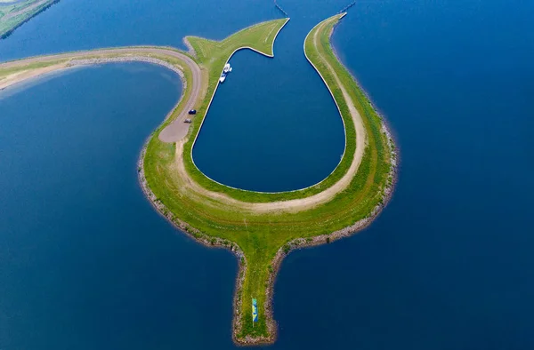 Luftaufnahme Von Der Drohne Der Künstlichen Tulpeninsel Tulpeiland Zeewolde Niederlande — Stockfoto