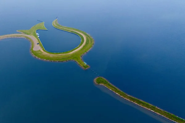 Luftaufnahme Von Der Drohne Der Künstlichen Tulpeninsel Tulpeiland Zeewolde Niederlande — Stockfoto