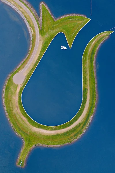 Luftaufnahme Von Der Drohne Der Künstlichen Tulpeninsel Tulpeiland Zeewolde Niederlande — Stockfoto