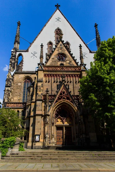 Juni 2021 Leipzig Tyskland Thomaskirche Thomas Kyrka Leipzig Tyskland Där — Stockfoto