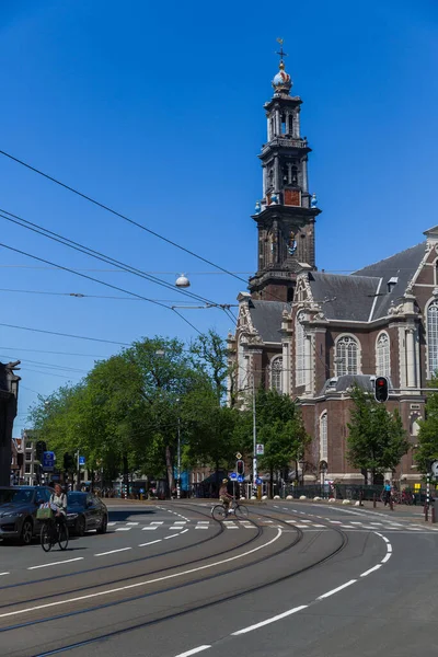 Amsterdam Nederländerna Europa September 2021 Amsterdams Gata Med Traditionella Smala — Stockfoto