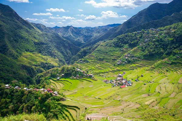 Rice terraces in the Philippines. The village is in a valley amo — Stock Photo, Image