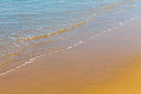 コピー スペースとウェットの金色の砂の海の泡のクローズ アップ ロイヤリティフリーのストック写真