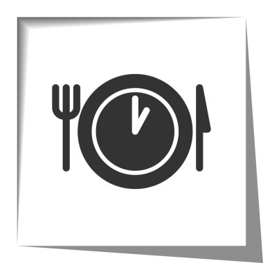 Öğle yemeği saat simgesini ile gölge efekti kesmek