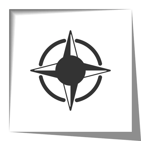 Kompas ikon Rose dengan efek bayangan terpotong - Stok Vektor