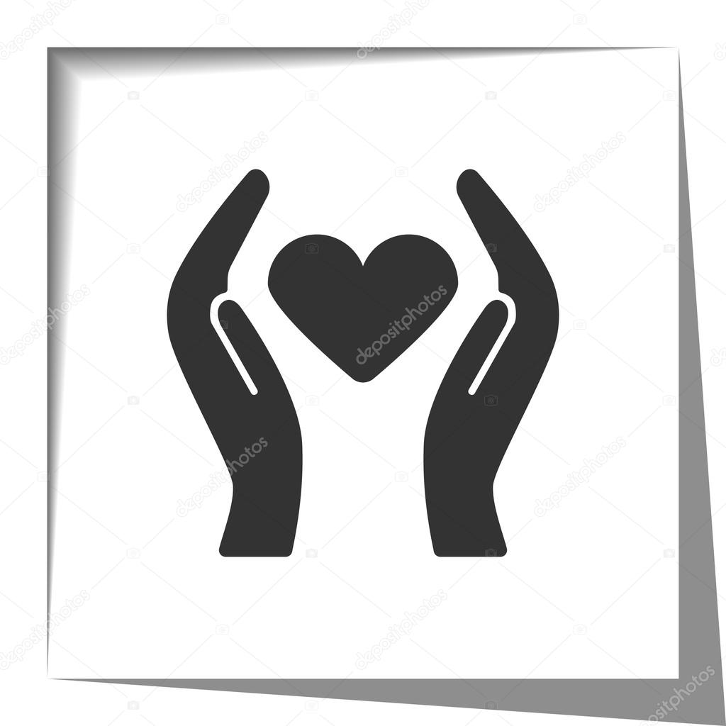 Heart Care icon with cut out shadow effect
