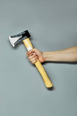 Tahta Balta Gri Arkaplanda İzole Edildi