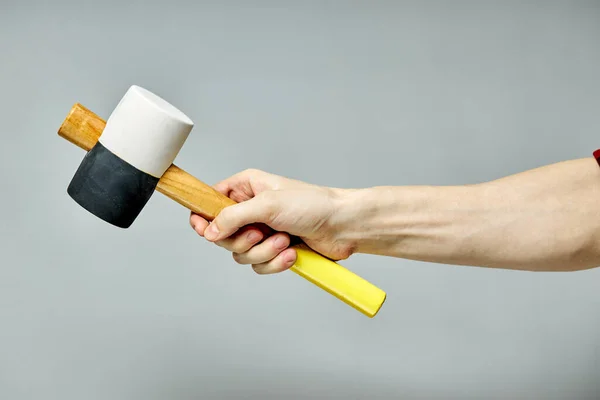 Black And White Rubber Mallet Isolated on Gray Background