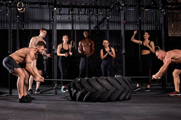 Fotografia do Stock: Entrenando en el gimnasio. Hombre con grandes músculos  levantando peso mientras entrena en el gimnasio. Ponerse en forma.