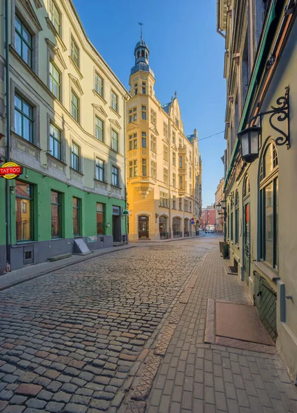 Aprile 2020 Riga Lettonia Strade Vuote Del Centro Storico Centro — Foto Stock