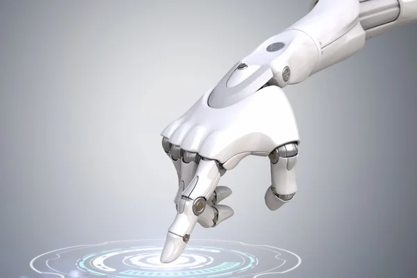 Robot kézzel nyomja a gombot — Stock Fotó