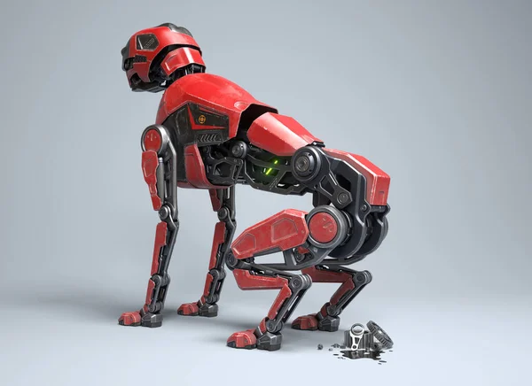 Red Robot dog sits. 3D illustration