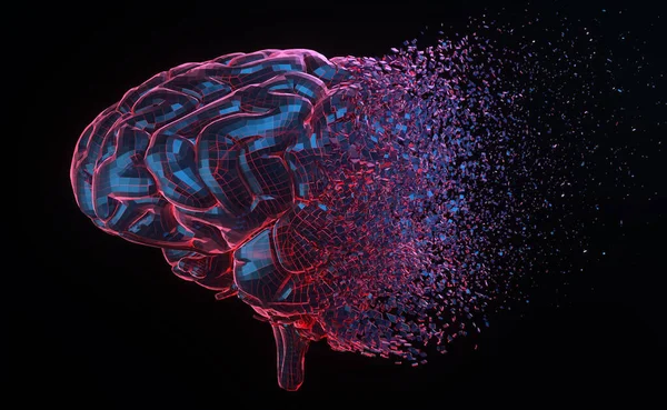Человеческий Мозг Взрывается Черном Фоне Иллюстрация — стоковое фото