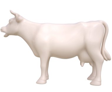 Kremalı süt ineği. Kırpma yolu dahil. 3B illüstrasyon