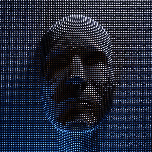 虚拟人头是由数字数据制成的 3D插图 — 图库照片#
