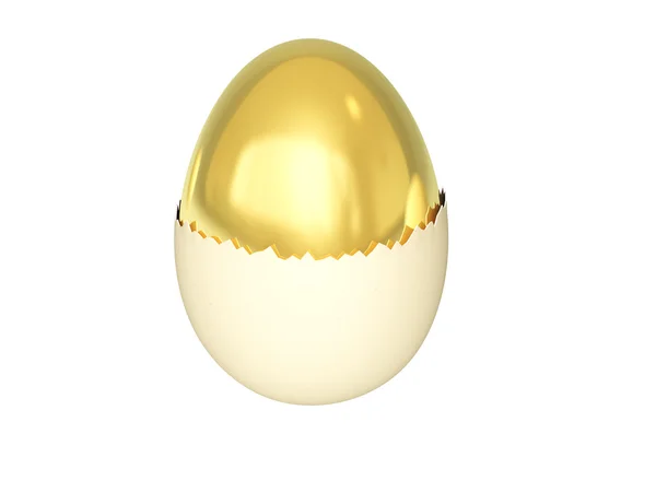 Goldenes Ei in Schale — Stockfoto