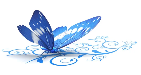 Butterfly on ornate background — Stock Photo, Image