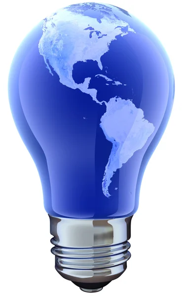 Light bulb with map. America — Stock Photo, Image