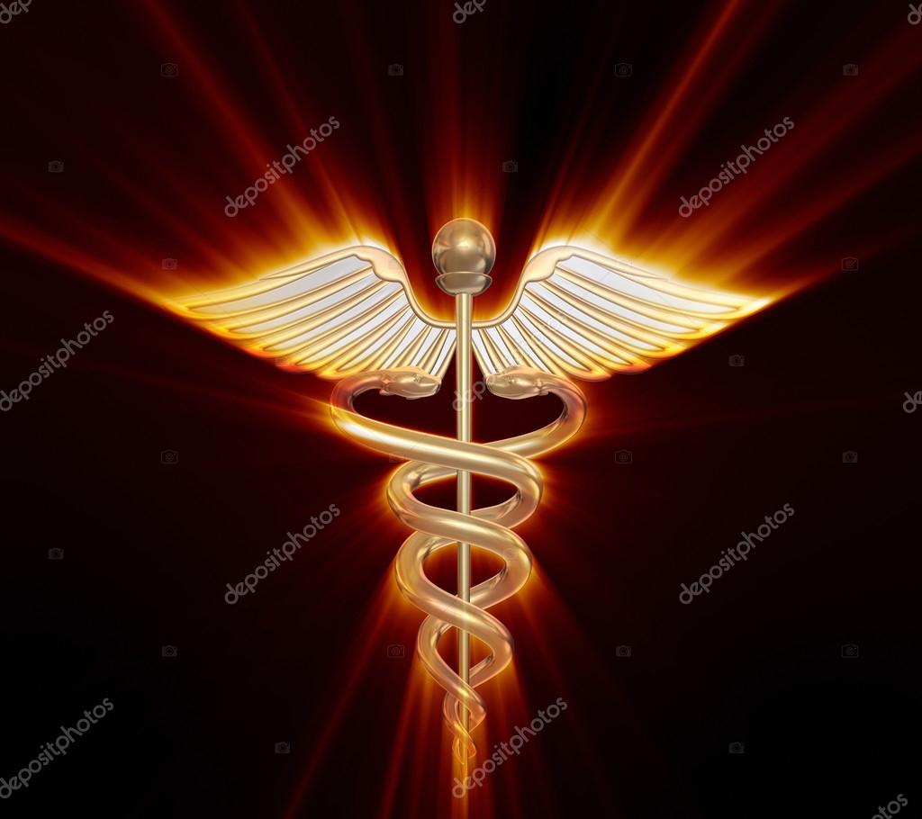 Golden caduceus medical symbol Stock Photo by ©iLexx 60049117