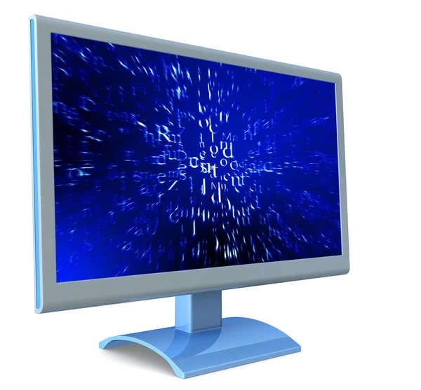 LCD-monitor en abstract code — Stockfoto