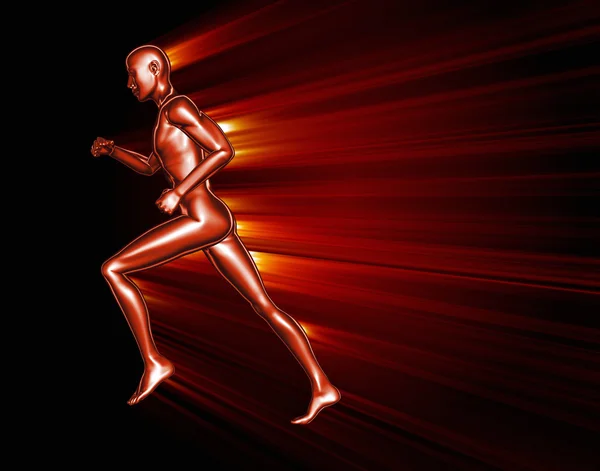 Running 3D man passing through an obstacle — Stock Photo, Image