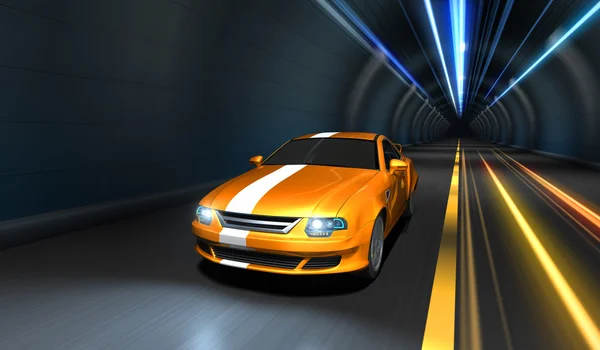 Sports car racing in a tunnel — Stock Photo, Image