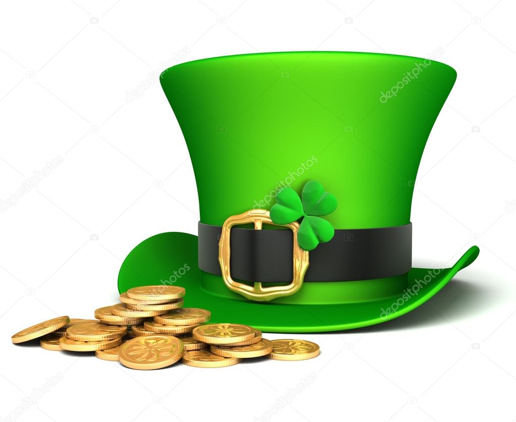 Leprechaun hat and lucky coins