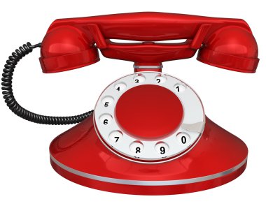 eski moda telefon üzerinde beyaz izole 