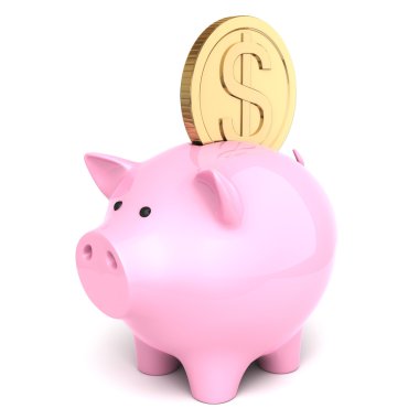 Bir büyük dolar para ile Piggy banka