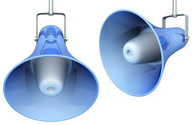 İki hoparlörler üzerinde beyaz izole 