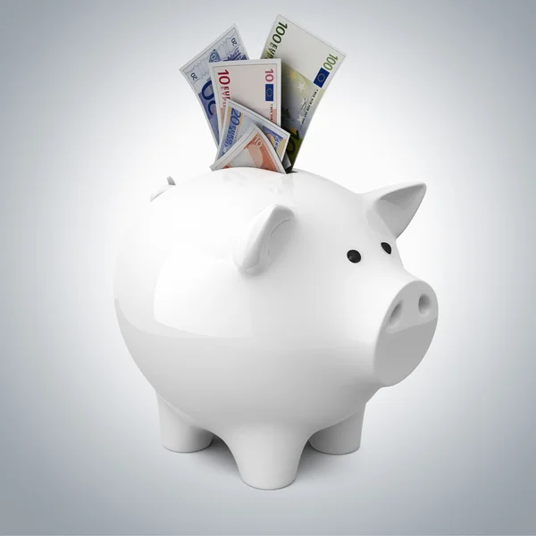 Sparschwein mit einem Geldschein. Euro — Stockfoto