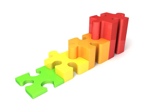 Multicolored growing puzzle graph — Stock Photo, Image