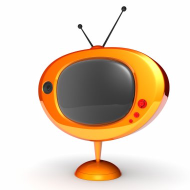Eski Tv seti üzerinde beyaz izole 
