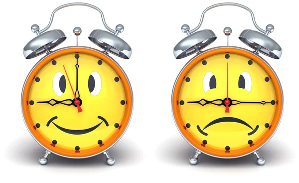 Alarm clocks with emotion on a dial — Stock Photo, Image